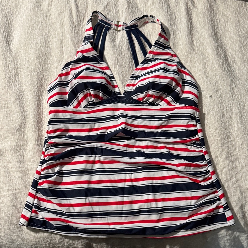 Merona Navy and Red Striped Swim Camisole